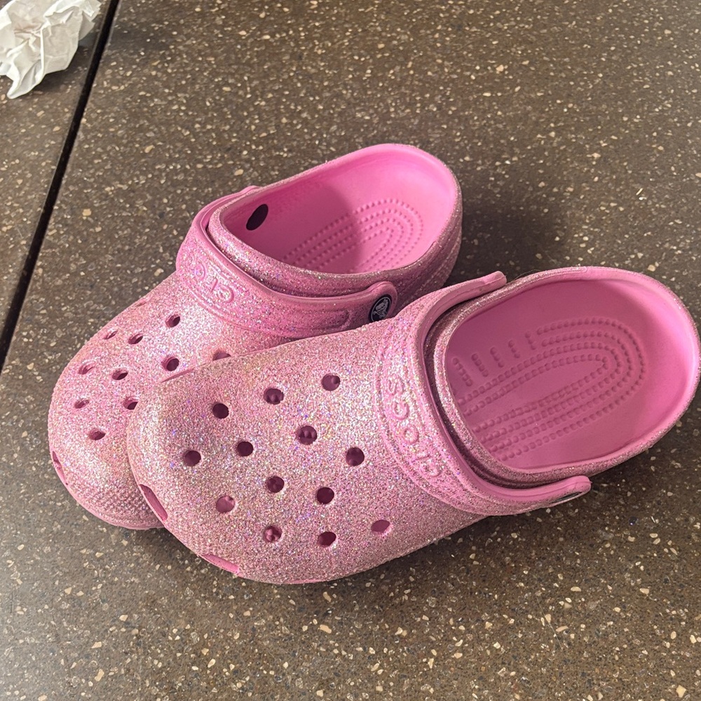 Pink Glitter Crocs